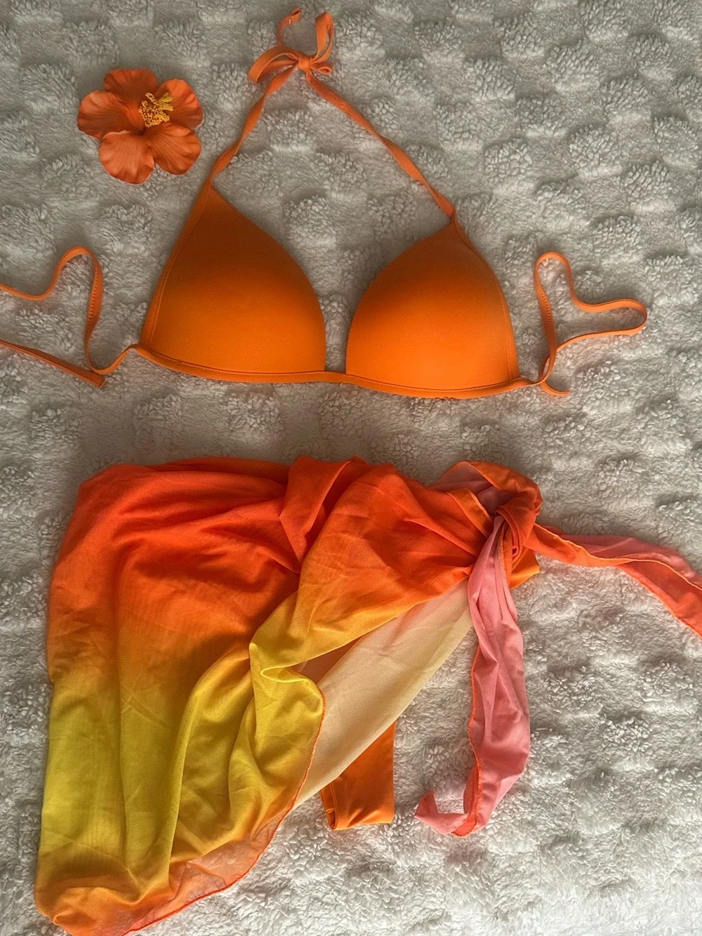 Orange Triangle Bikini Set - Women Swim Bikinis